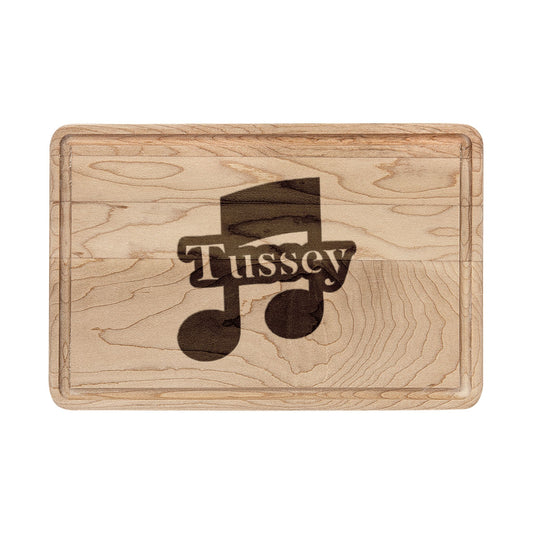 Engraved Musical Note Cutting Board – Personalized 'Tussy' Logo Charcuterie Board