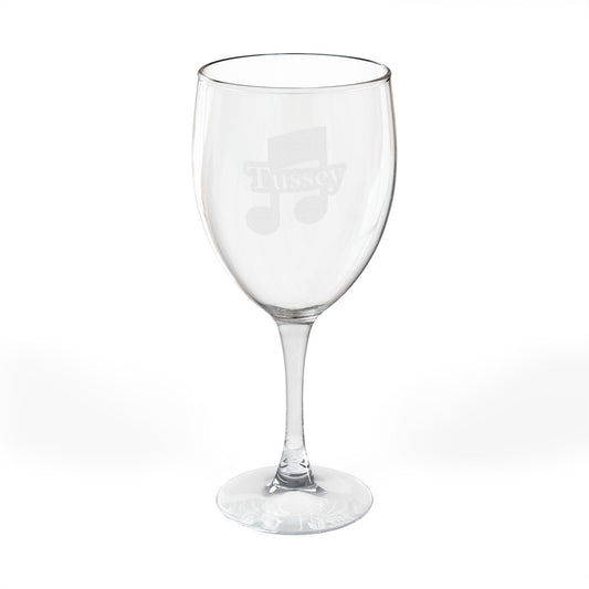 Engraved Wine Glass 10.5oz — Musical Note "Crazy" Design