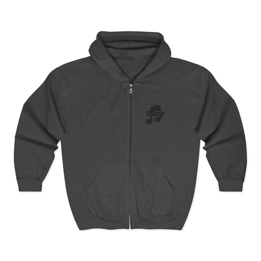 Music Note Zip Hoodie – Minimal Black Music Symbol Full-Zip Sweatshirt