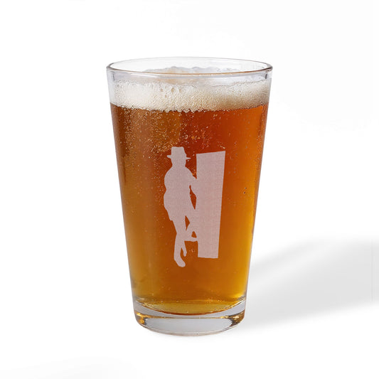 Engraved 16oz Pint Mixing Glass — Vintage Bartender Silhouette