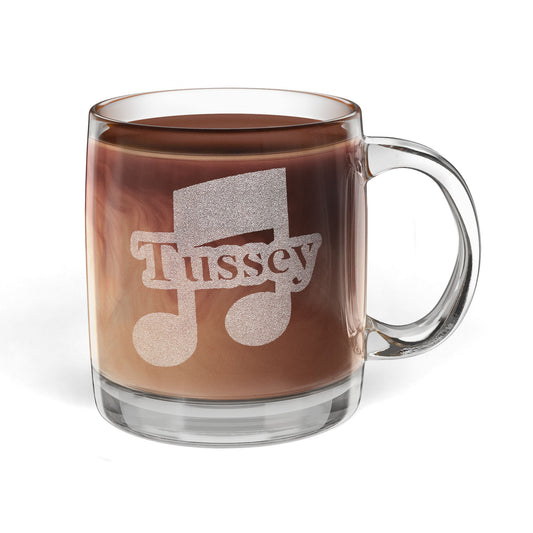 Engraved Glass Coffee Mug — 12.25oz Personalized Clear Tea & Espresso Cup
